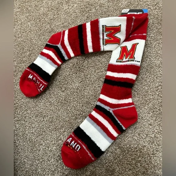 NWT University of Maryland Terrapins Fuzzy Socks, One Size - Picture 4 of 5